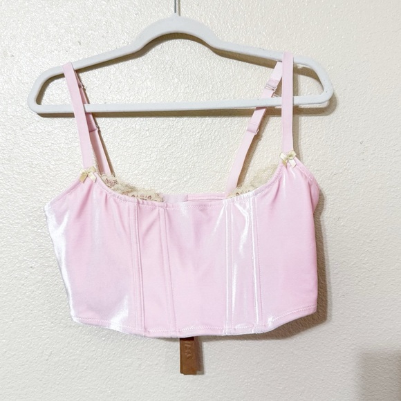 SKIMS Velvet Lace Corset Top in Cherry Blossom Multi Bustier Crop size large - Picture 5 of 8